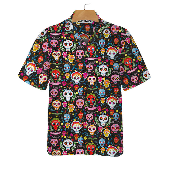 Sugar Skull Pattern Dia De Los Muertos Hawaiian Shirt, Mexican Sugar Shirt, Best Day Of The Dead Gift