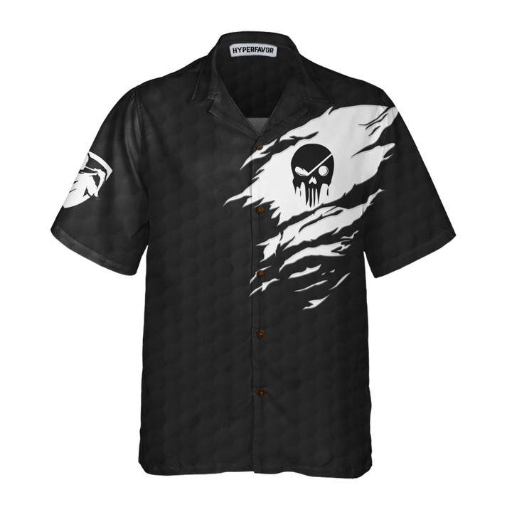 The Golf Skull Black Version Golf Hawaiian Shirt, Black And White Golf Shirt, Gift For Golfers