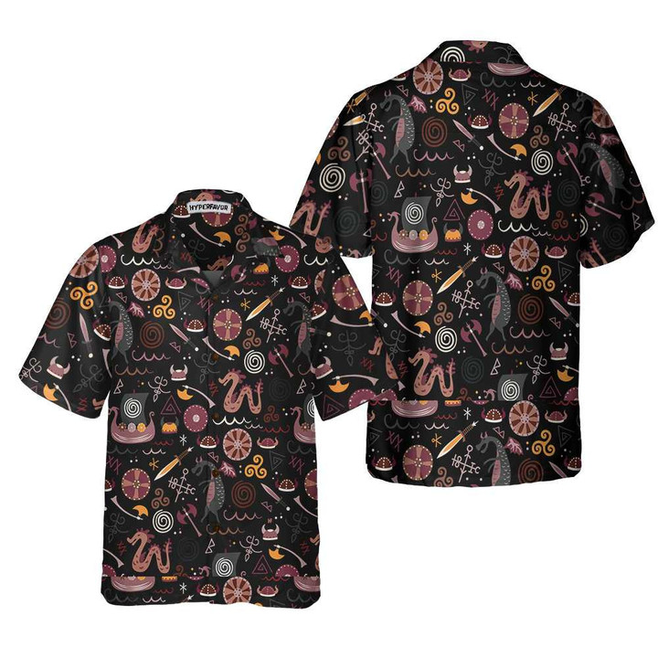 Viking Pattern Hawaiian Shirt, Funny Viking Style Shirt For Men And Women
