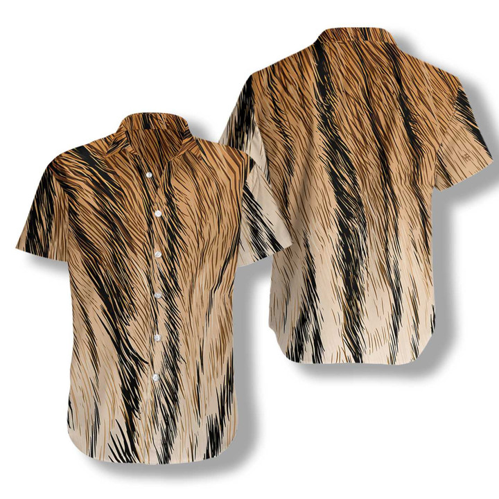 Tiger Fur Strip Pattern Hawaiian Shirt