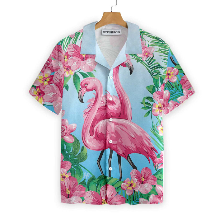 Tropical Floral Flamingo Shirt For Men Hawaiian Shirt