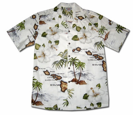 Hawaiian Islands White Hawaiian Shirt