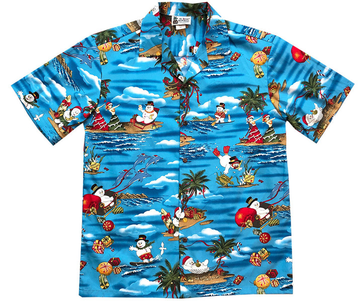 Frosty Dreams of Hawaii Blue Hawaiian Shirt