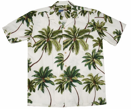 Waimea Palms White Hawaiian Shirt