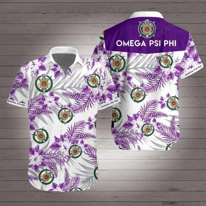 Omega psi phi Hawaiian Shirt White Men Women Beach Wear Short Sleeve Hawaii Shirt