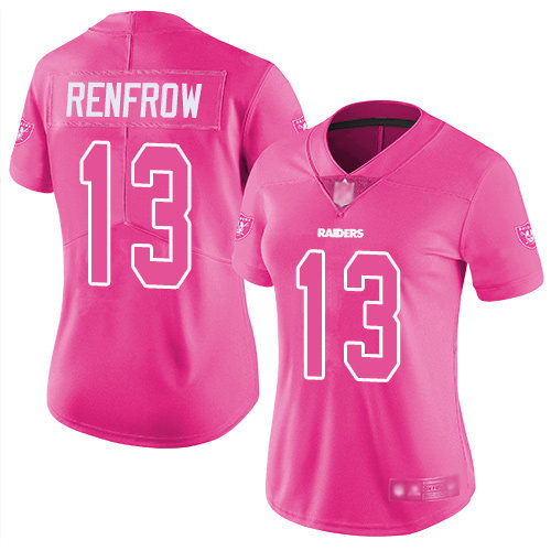 Women's Las Vegas Raiders #13 Hunter Renfrow Pink Stitched Football Limited Rush Fashion Jersey