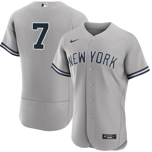 Men's New York Yankees Mickey Mantle #7 Gray Road Jersey