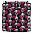 Pink Floral Skull Bedding Set , Comforter Set