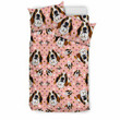 Basset Hound Dog Print Pink Bedding Set , Comforter Set