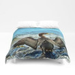 3D Cormorant Dries off in front of the Sea Duvet Cover Bedding Sets , Comforter Set