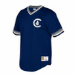 Chicago Cubs Mitchell And Ness Big And Tall Cooperstown Collection Mesh Wordmark V-Neck- Navy Jersey