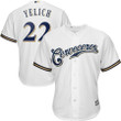 Christian Yelich Milwaukee Brewers Majestic Home Hispanic Heritage Cool Base Player Jersey - White , MLB Jersey