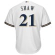 Travis Shaw Milwaukee Brewers Majestic Home Official Cool Base Replica Player Jersey - White , MLB Jersey