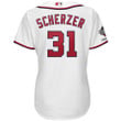 Max Scherzer Washington Nationals Majestic Women's 2019 World Series Champions Home Official Cool Base Bar Patch Player Jersey - White , MLB Jersey