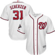 Max Scherzer Washington Nationals Majestic 2019 World Series Champions Home Official Cool Base Bar Patch Player Jersey - White , MLB Jersey