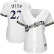 Christian Yelich Milwaukee Brewers Majestic Women's Plus Size Home Cool Base Player Jersey - White , MLB Jersey