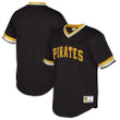 Pittsburgh Pirates Mitchell And Ness Big And Tall Cooperstown Collection Mesh Wordmark V-Neck Jersey - Black , MLB Jersey