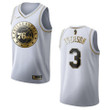 Men's Philadelphia 76ers #3 Allen Iverson Golden Edition Jersey - White , Basketball Jersey