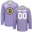 Youth's  Boston Bruins Purple Pink Custom Reebok Hockey Fights Cancer Practice Jersey