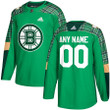Men's Custom NHL Boston Bruins Personalized Green St. Patrick’s Day Custom Practice NHL Jersey