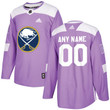 Youth's Buffalo Sabres Purple Pink Custom  Hockey Fights Cancer Practice Jersey
