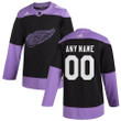Youth's Custom NHL Detroit Red Wings Hockey Fights Cancer Custom Practice Jersey Black