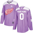 Men's Custom Detroit Red Wings   Hockey Fights Cancer Practice Jersey (Purple)