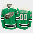 Men's Custom #00 Detroit Red Wings 2020 St. Patrick's Day Replica Player Jersey Green