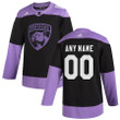 Custom Florida Panthers Jersey, Youth's Florida Panthers Hockey Fights Cancer Custom Practice Jersey - Black