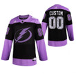 Men's Custom Tampa Bay Lightning Hockey Fights Cancer Purple Jersey