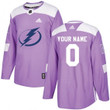 Tampa Bay Lightning Custom Official Purple   Men Fights Cancer Practice NHL Hockey Jersey