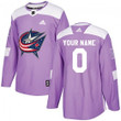 Youth  Columbus Blue Jackets Custom Purple Fights Cancer Practice Jersey -
