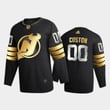 Men's Custom Nj Devils Jersey, New Jersey Devils Custom #00 2020-21 Golden Edition Black Limited Jersey