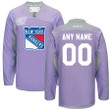 Youth's New York Rangers Purple Pink Custom Reebok Hockey Fights Cancer Practice Jersey