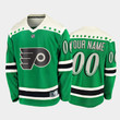 Men's Philadelphia Flyers Custom #00 2021 St. Patrick's Day Green Jersey