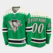 Men's Pittsburgh Penguins Custom #00 2021 St. Patrick's Day Green Jersey