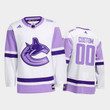 Men's Custom #00 Vancouver Canucks 2021 Hockey Fights Cancer White Special warm-up Jersey