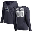 Dallas Cowboys Women's Customized Icon Name & Number Long Sleeve T-Shirt - Navy