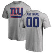 New York Giants Customized Icon Name & Number T-Shirt - Heather Gray