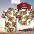 Firefighter Pineapple Seamless Pattern Custom Hawaiian Shirt, Personalized Cross Axes Tropical Firefighter Shirt For Men