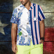 Stripe Pattern Texas Flag Bluebonnet Texas Hawaiian Shirt, Button Down Floral And Flag Texas Shirt, Proud Texas Shirt For Men
