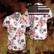 The Red Line Black American Flag Firefighter Hawaiian Shirt, Red Texas Bluebonnet Fire Dept Logo Firefighter Shirt For Men