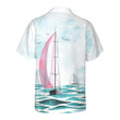 Watercolor Sailboat Hawaiian Shirt, Short Sleeve Sailboat Shirt, Unique Nautical Shirt