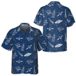 Space Aircraft Seamless Pattern Hawaiian Shirt, Navy Aircraft Aviation shirt For Men