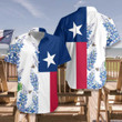 Royal Blue Bluebonnet Texas Hawaiian Shirt, Floral Texas Flag Shirt Vertical Version, Proud Texas Shirt For Men