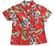 Triple Orchid Red Fitted Women's Hawaiian Shirt