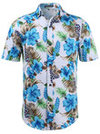 Men Floral Print Slim Fit Short Sleeve Button Down Beach Hawaiian Tropical Men Women Beach Wear Short Sleeve Hawaii Shirt