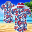 Detroit Pistons Hawaiian Shirt Summer Button Up Shirt For Men Beach Wear Short Sleeve Hawaii Shirt