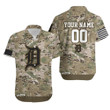 Detroit Tigers Camouflage Veteran 3d Personalized Hawaiian Shirt