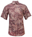 Waikiki Batik Reversed Print Mens Hawaiian Shirt in Maroon